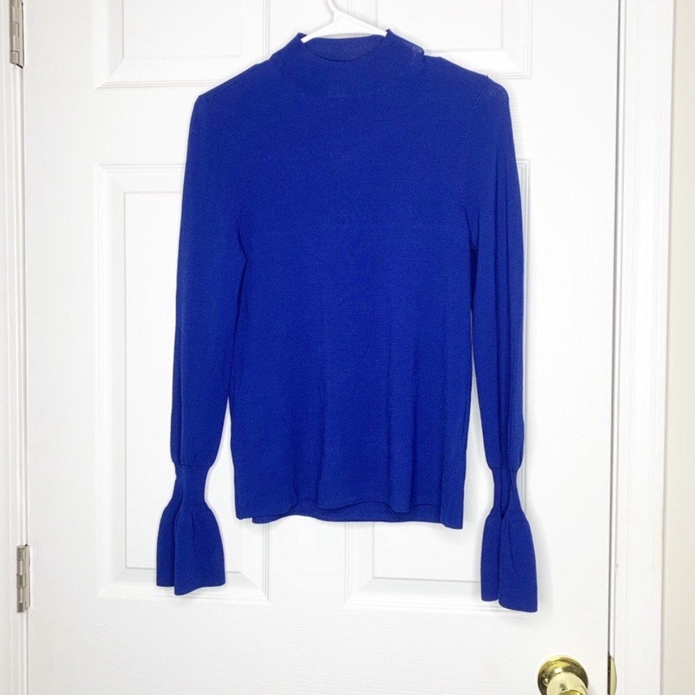 H&M royal blue mock neck blouse